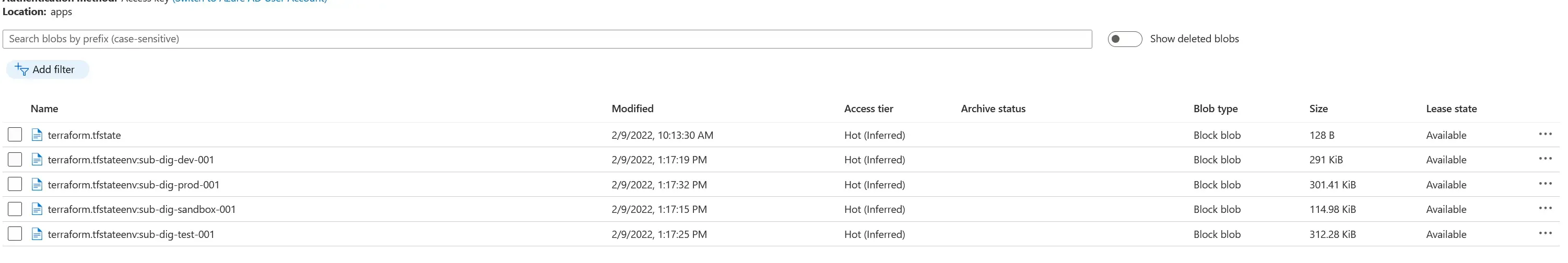 Azure storage